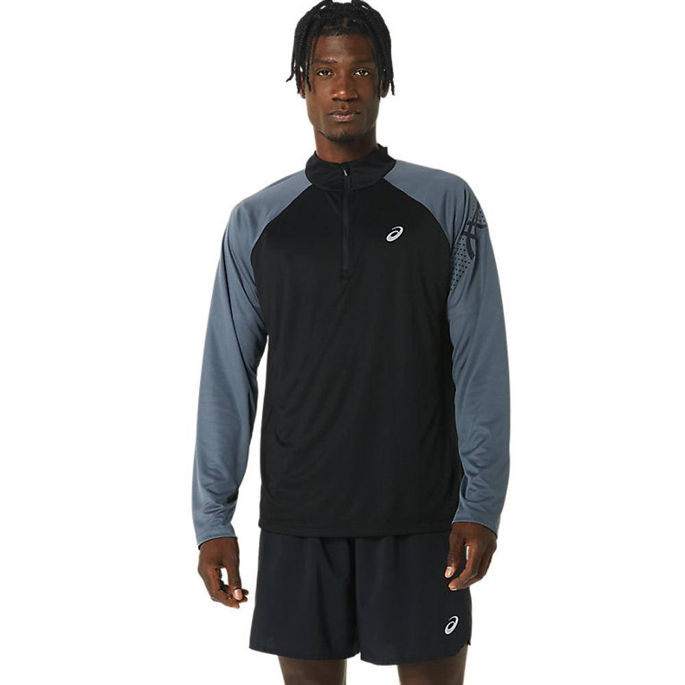 Asics Remeras mangas largas Masculino Running Icon Ls 1/2 Zip Performance Black/Carrier Grey