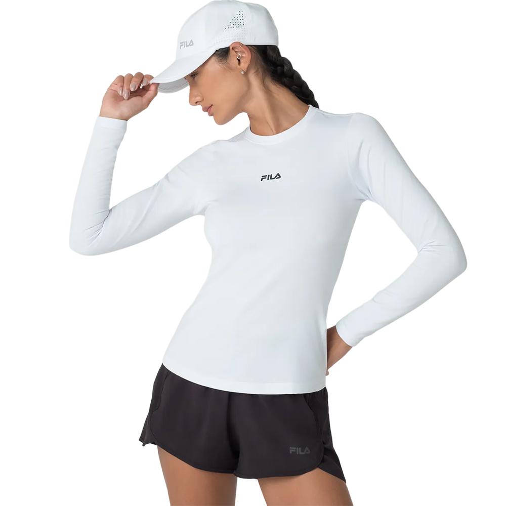 Fila Remeras Mangas Largas Femenino Women Long Sleeves T-Shirt Thermo Slim White