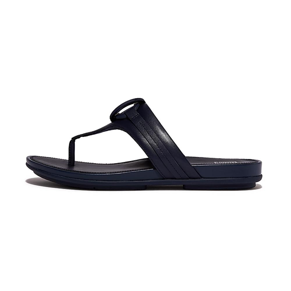 FitFlop Sandalias Femenino Gracie Rubber-Circlet Leather Toe-Post Sandals Midnight Navy