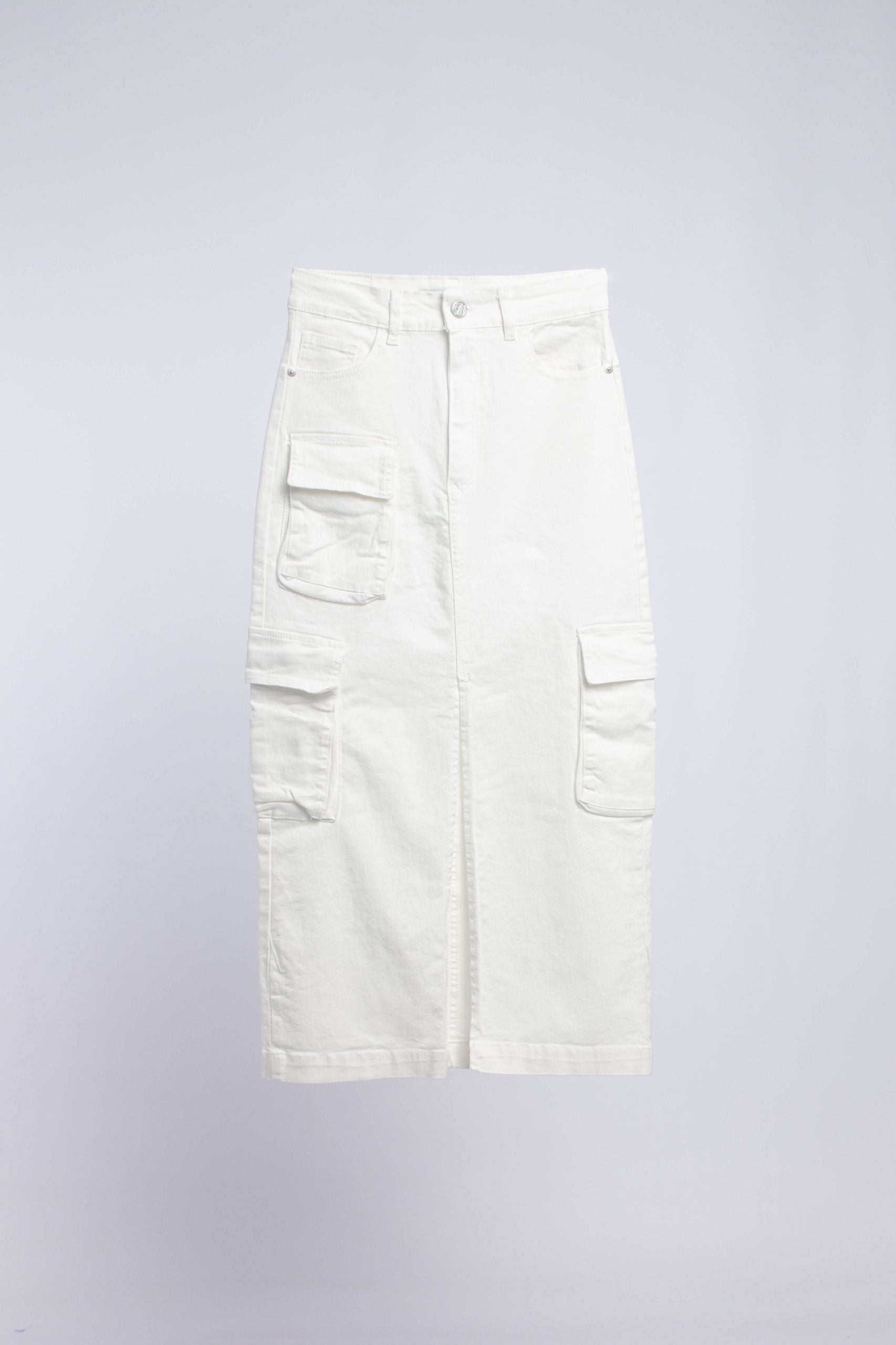 Pollera Femenino  Cargo Denim Blanco