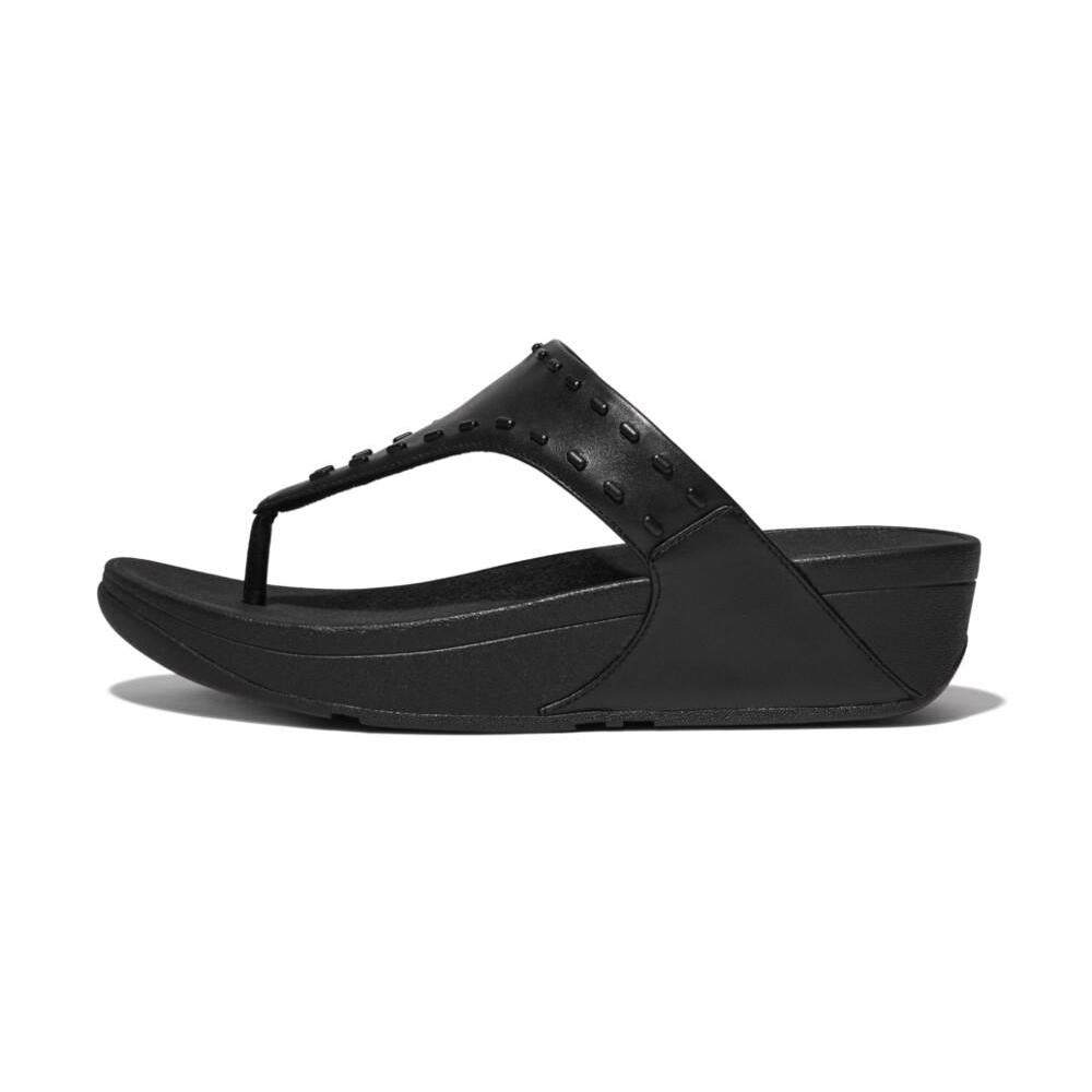 FitFlop Sandalias Femenino Lulu Rubber-Stud Leather Toe-Post Sandals Black