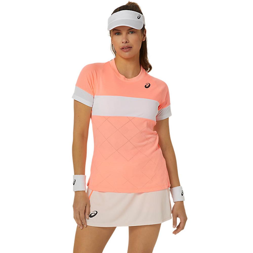 Asics Remeras Femenino Tenis Game Ss Top Sun Coral