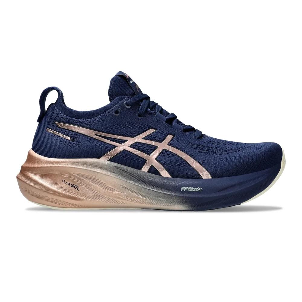 Asics Deportivos Femenino Running Gel Nimbus 26 Platinum Blue Expanse/Rose Gold