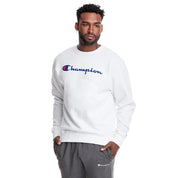 Champion Masculino Powerblend Graphic Crew Fleece White