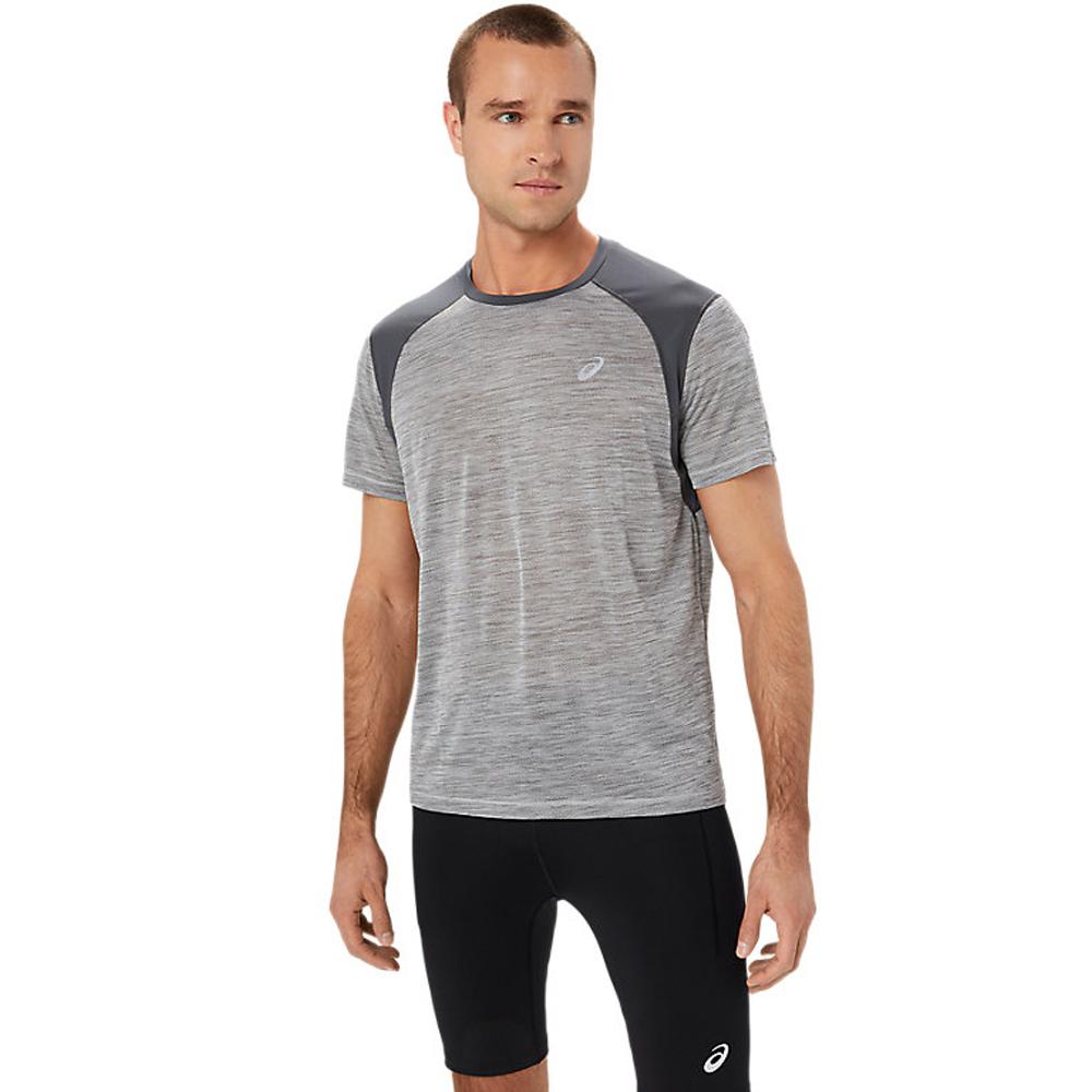 Asics Remeras Masculino Running Road Ss Top Piedmont Grey/Dark Grey