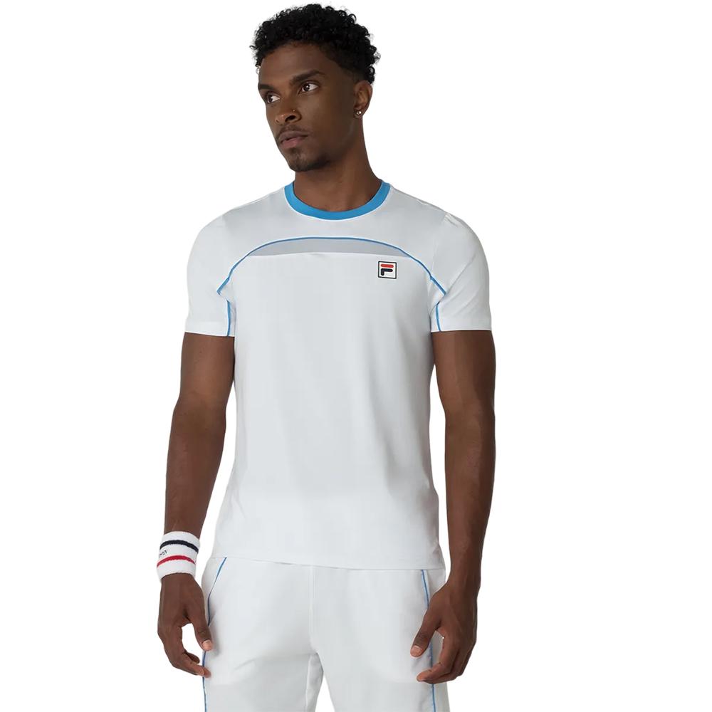 Fila Remeras Masculino Training Backspin Short Sleeve White/Light Gray/Blue