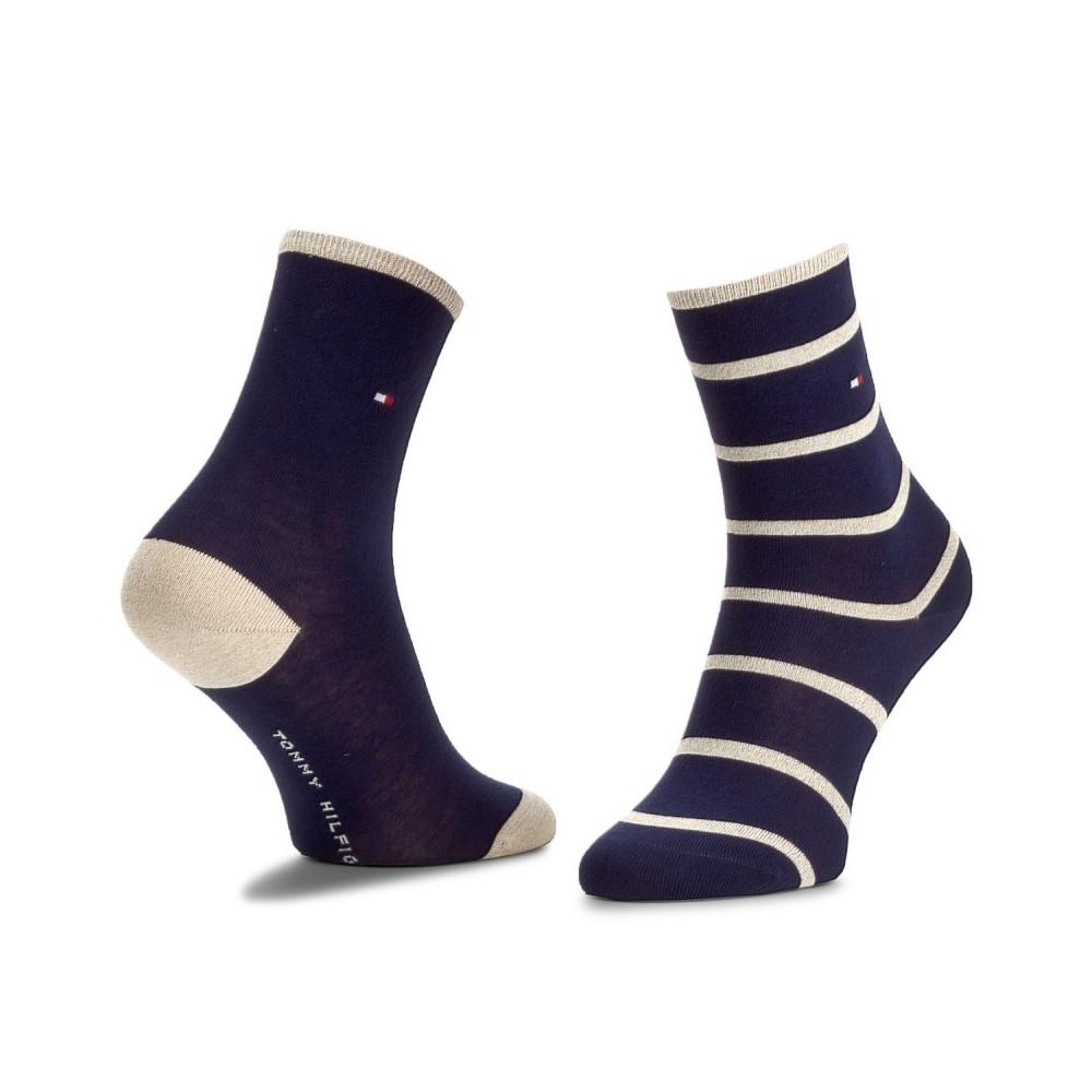 Tommy Hilfiger Th Femenino Glitter Accent Sock2P Midnight Blue