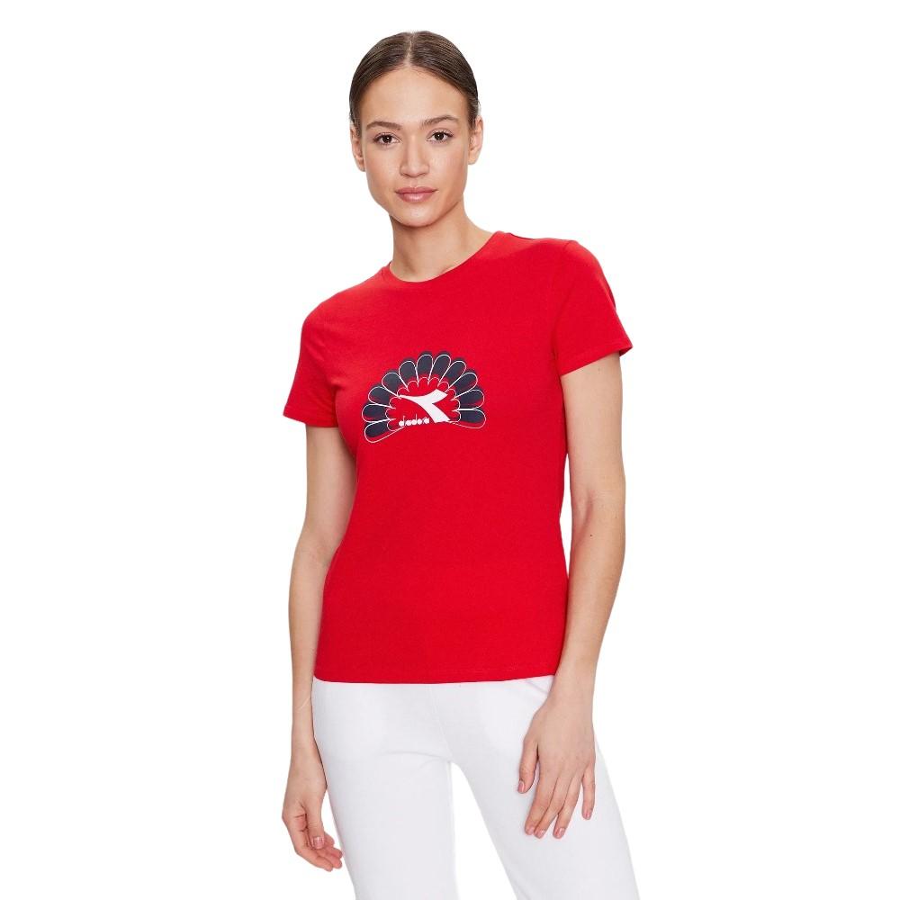 Diadora T-Shirt Femenino T-Shirt  SS G Graphic Carmine Red