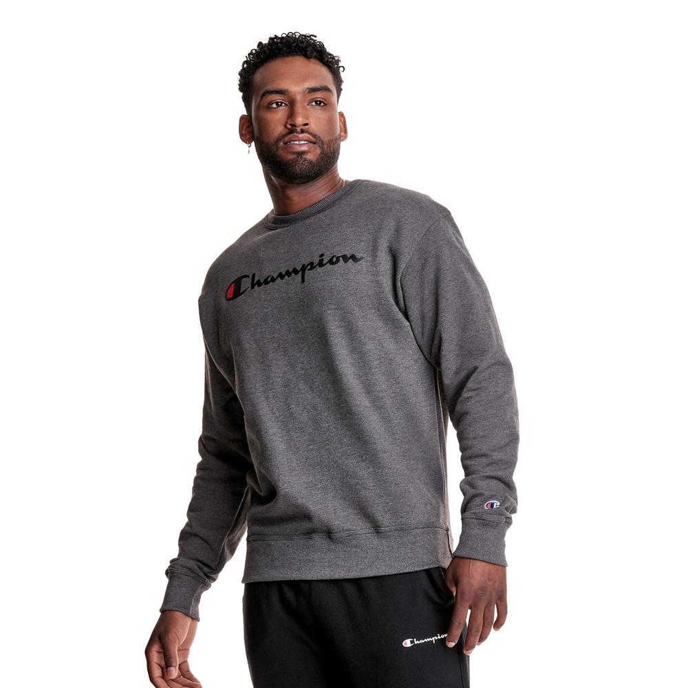 Champion Fleece Masculino Powerblend Graphic Crew Fleece Granite Heat