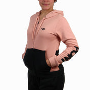 FP2205-69-1-Pony Jacket Hodded with Zip Femenino FP2205 Old Pink/Black