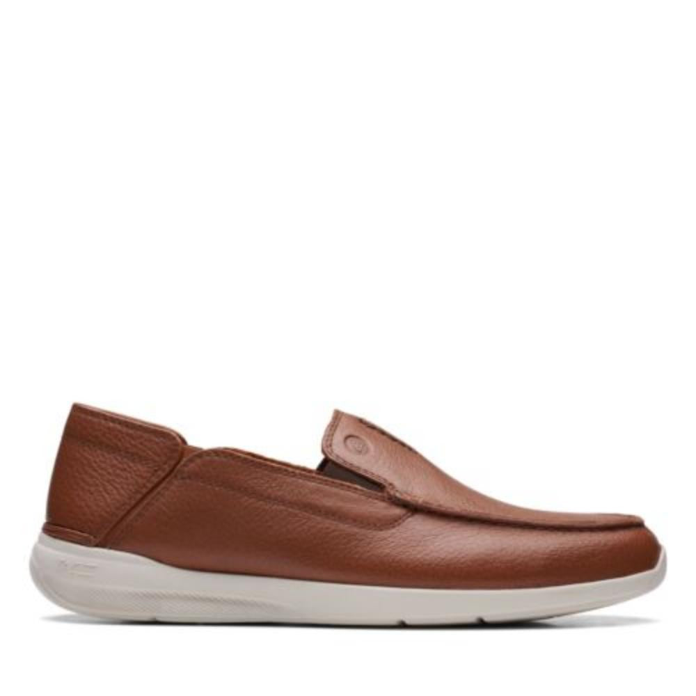 Clarks Casual Masculino Gorwin Step Tan Leather