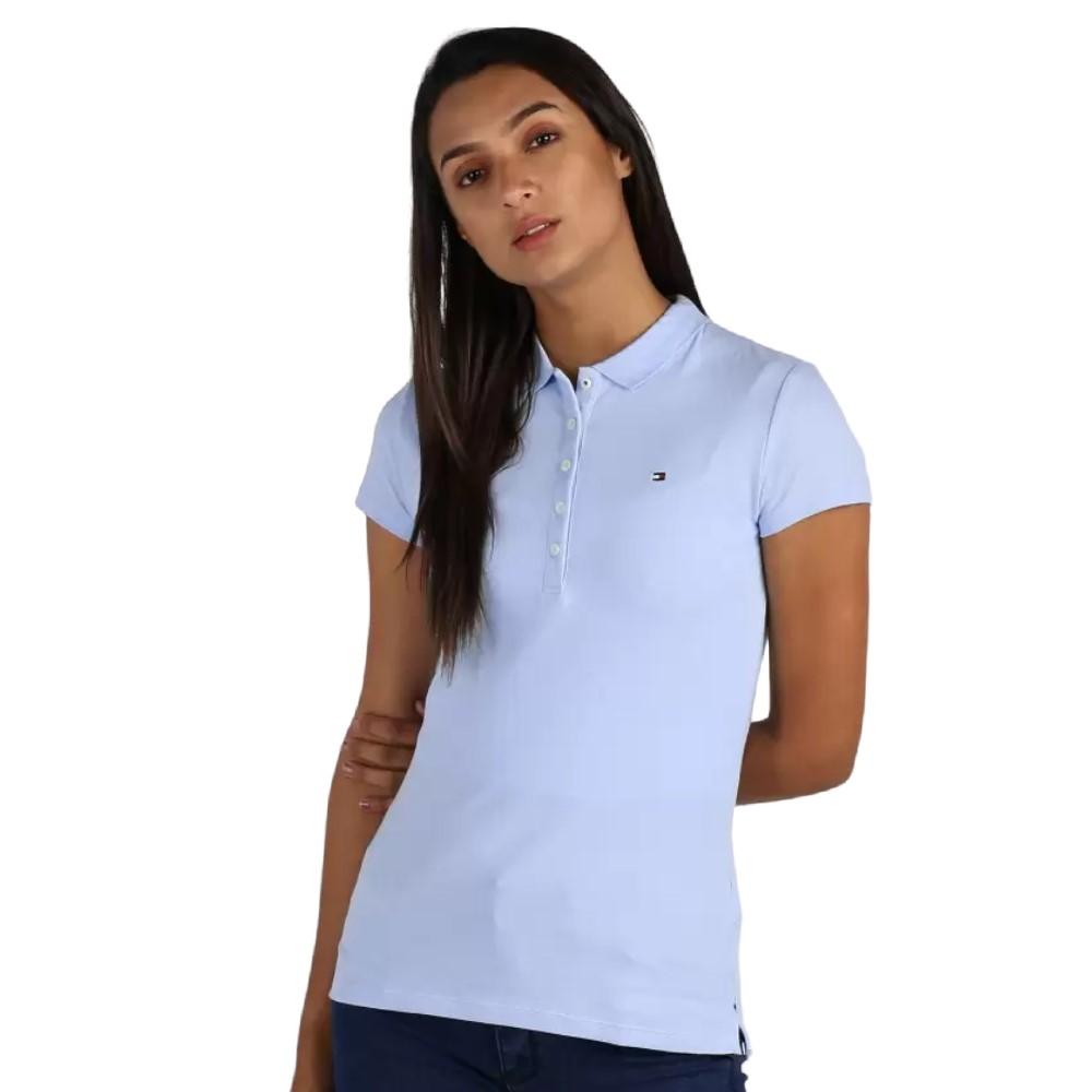 Tommy Hilfiger Polo Femenino Short Sleeve Slim Polo Breezy Blue