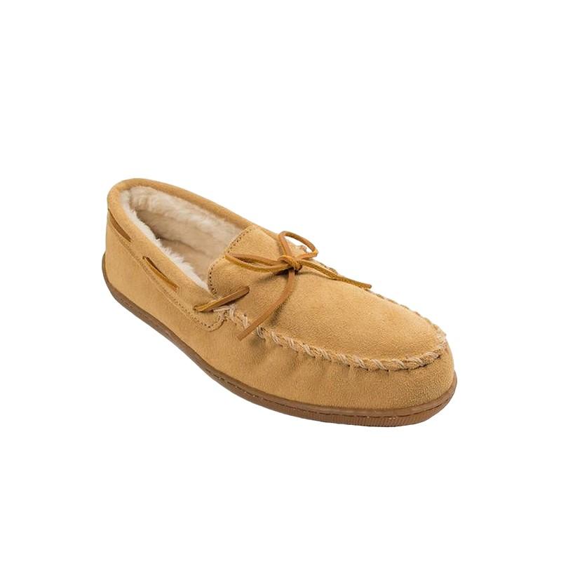 Minnetonka Masculino Pile Lined Hardsole Tan