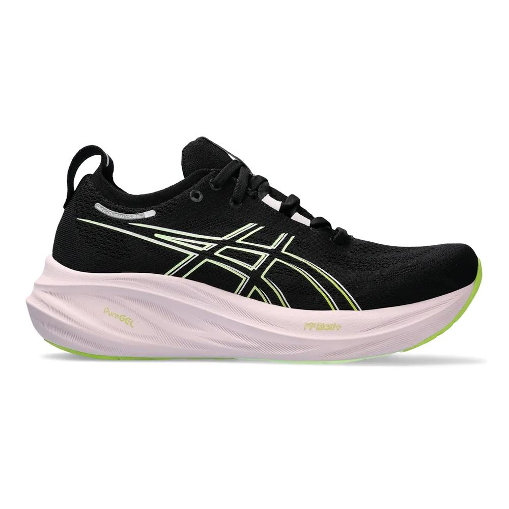 Asics Deportivos Femenino Running Gel Nimbus 26 Black/Neon Lime