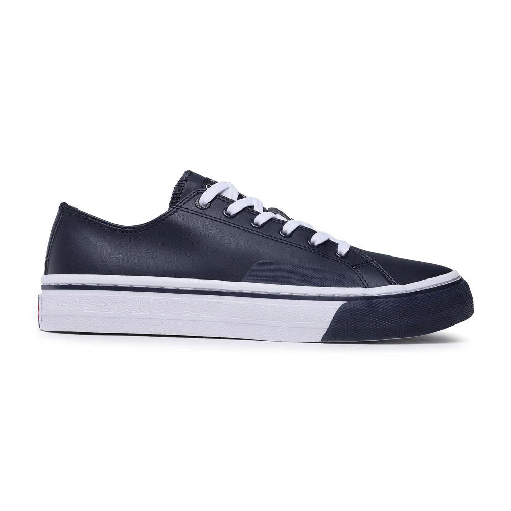 Tommy Hilfiger Casual Masculino Tommy Jeans Mens Leather Vulc Twilight Navy