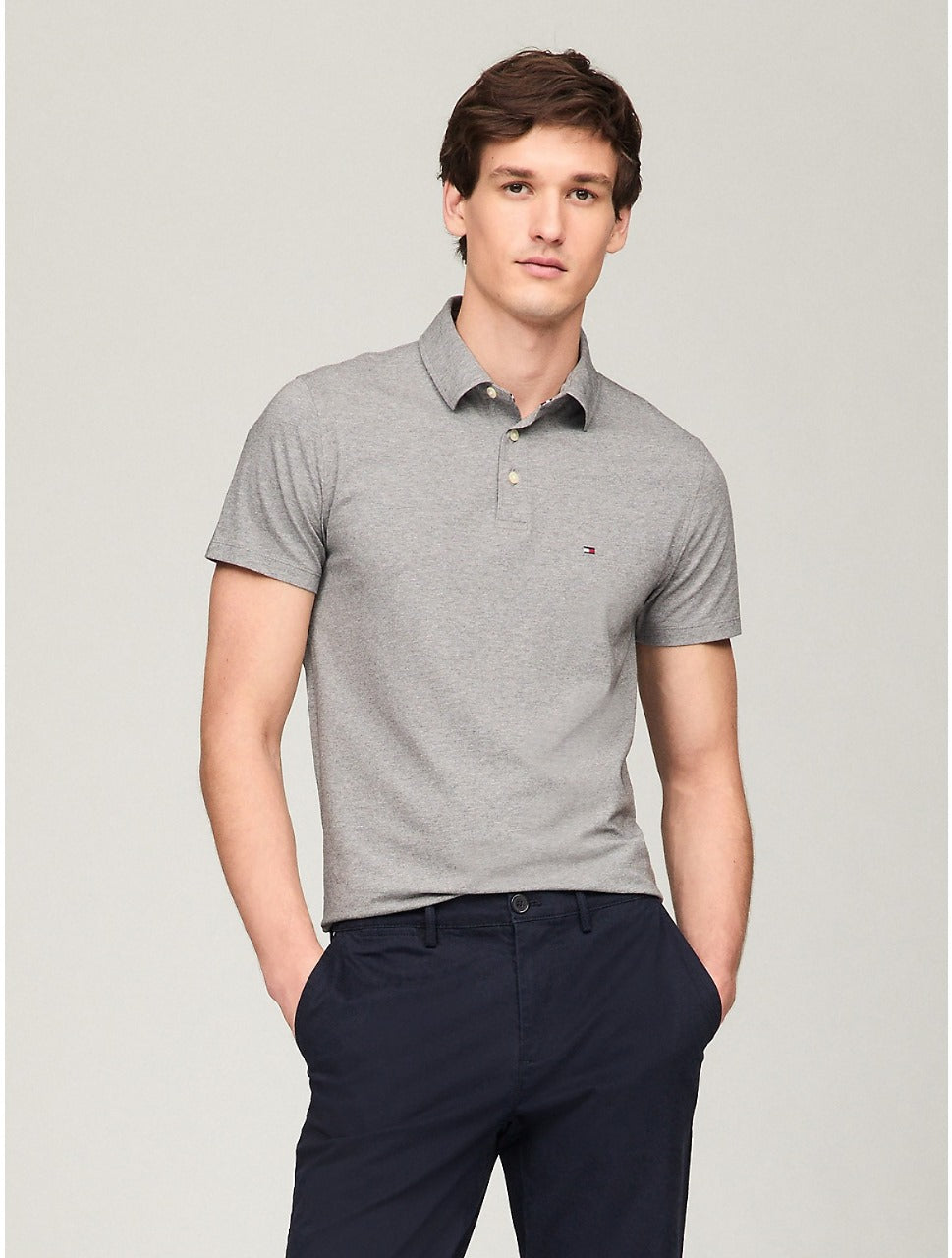 Remera Masculino Tommy Hilfiger Slim Fit Polo Gris
