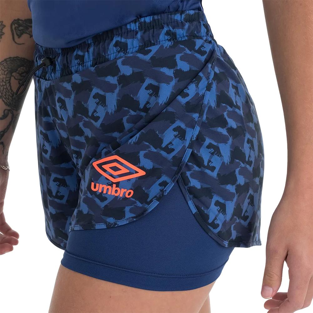 Umbro Shorts Femenino Futevolei Graphic Camuflage Marino