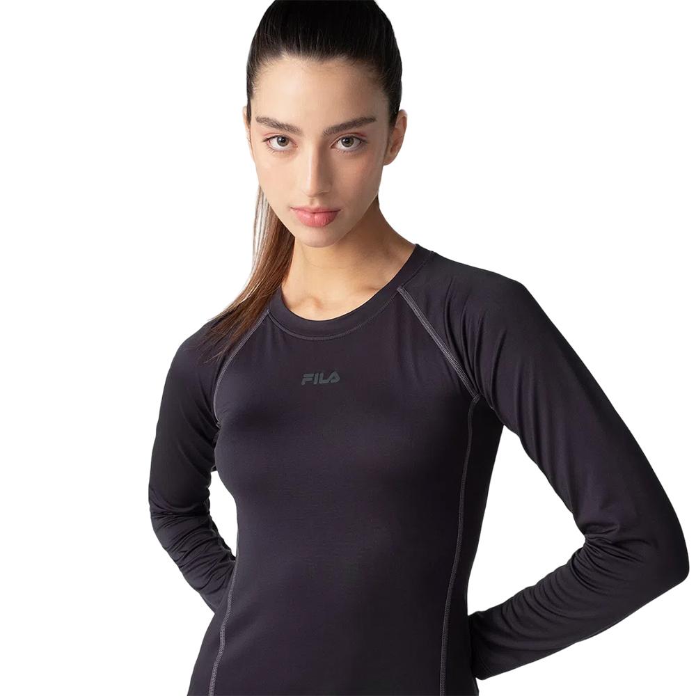 Fila Remeras Mangas Largas Femenino Women Long Sleeves T-Shirt Thermo Slim Black