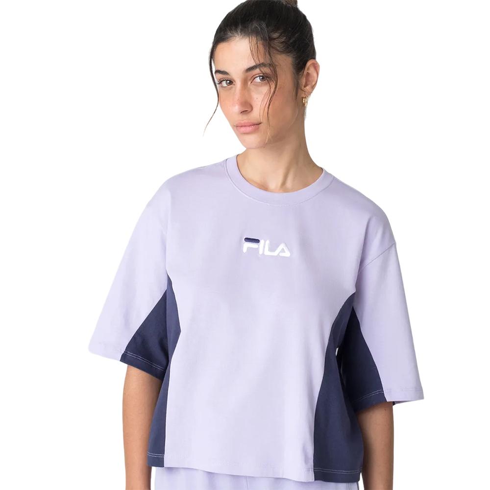 Fila Remeras Femenino Moda Color Block Letter Pastel Lilacs/Navy