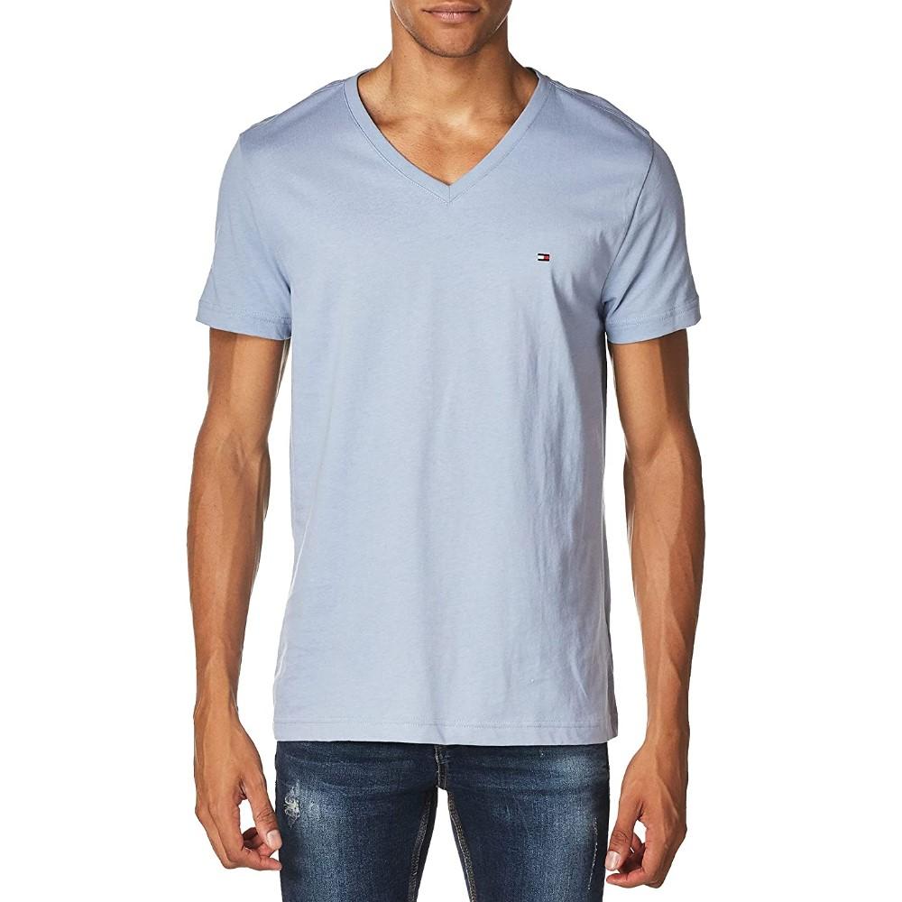 Tommy Hilfiger T-Shirt Masculino |Wcc Essential Cotton Vneck Tee Daybreak Blue