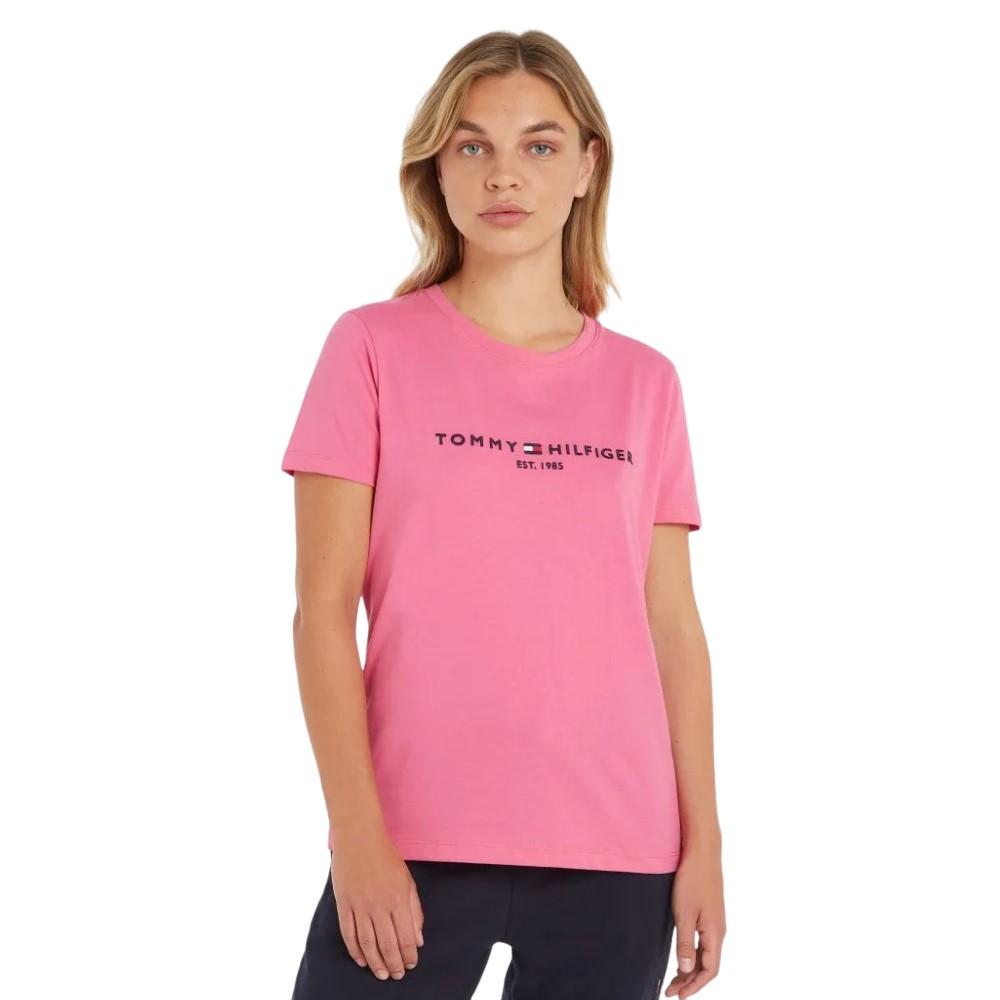 Tommy Hilfiger T-Shirt Femenino Regular Hilfiger C-Nk Tee Ss Radiant Pink