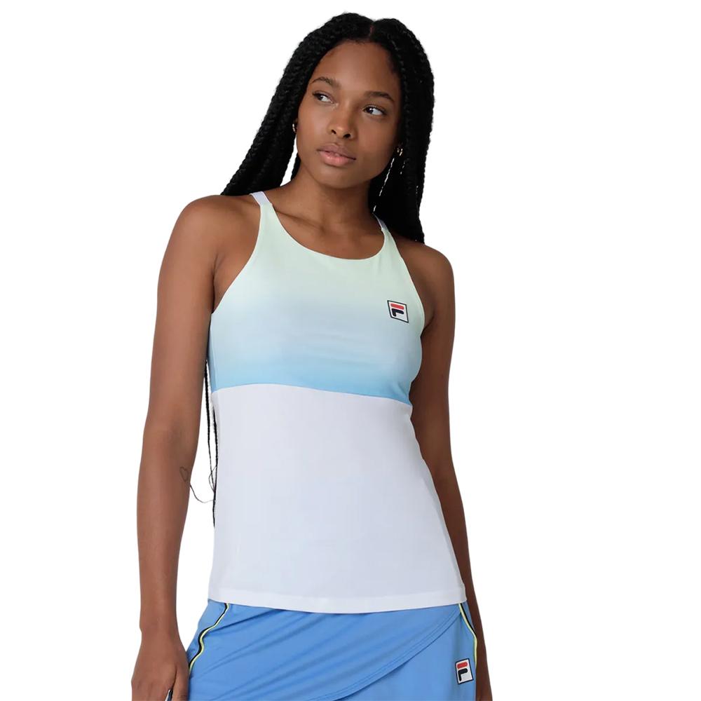 Fila Camisillas Femenino Tenis Backspin Cami White/Yellow Neon Light/blue