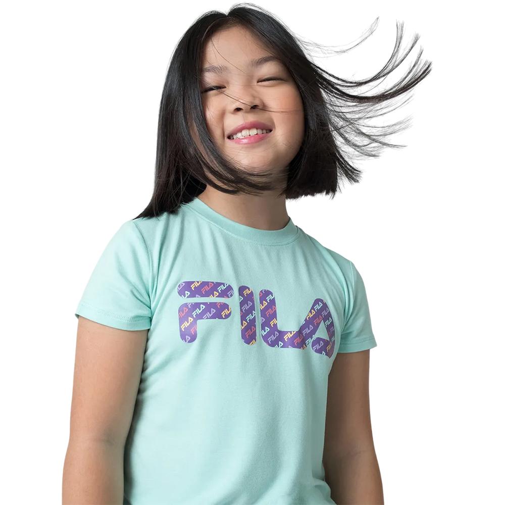 Fila Remeras Niños Moda Letter Slim Aqua