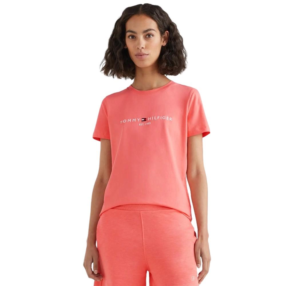 Tommy Hilfiger T-Shirt Femenino Regular Hilfiger C-Nk Tee Ss Coral Blossom