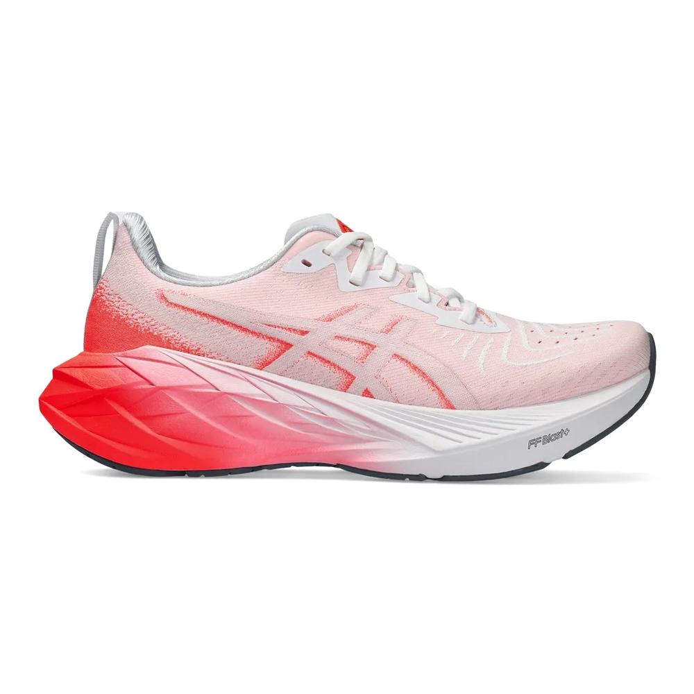 Asics Running Femenino Novablast 4 White/Sunrise Red