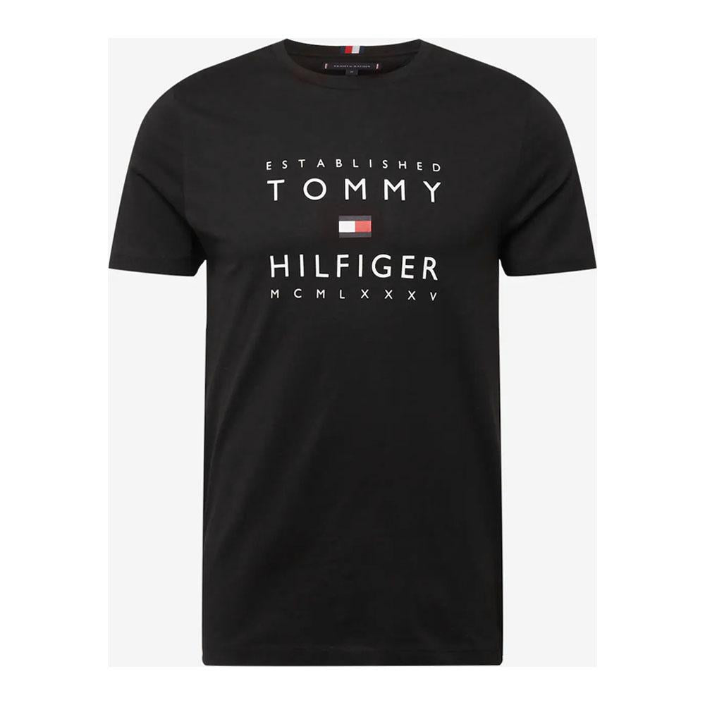 Tommy Hilfiger Remera Masculino IM ESTABLISHED STACKED TEE BLACK