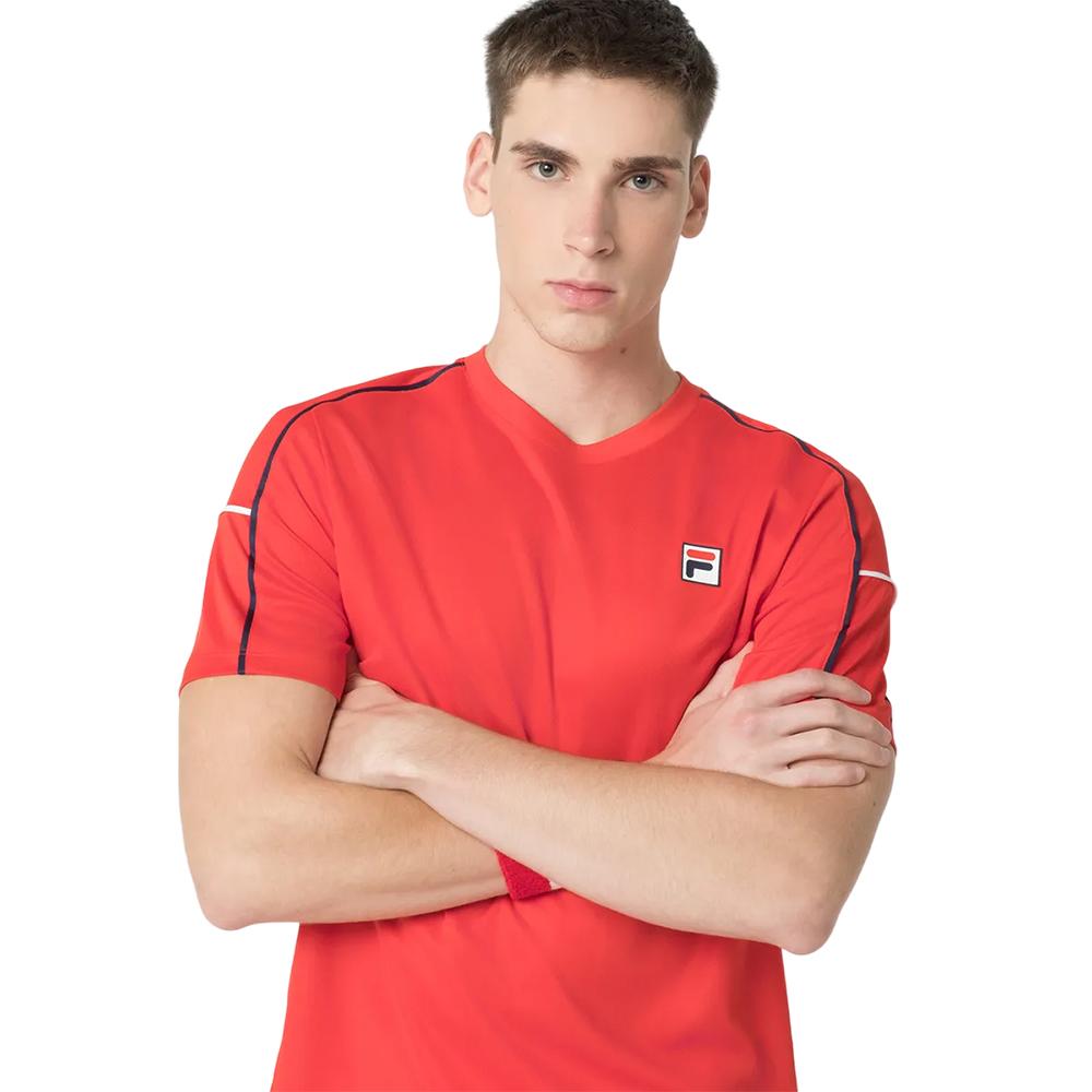 Fila Remeras Masculino Tennis Line Red Chilli/Navy/White