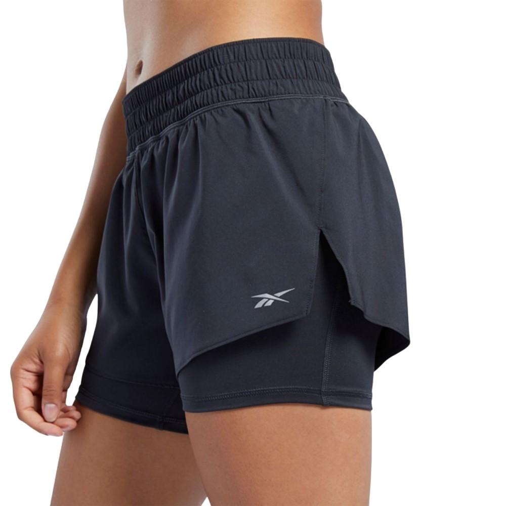 Reebok Running Shorts Femenino Run 2 in 1 Short Black