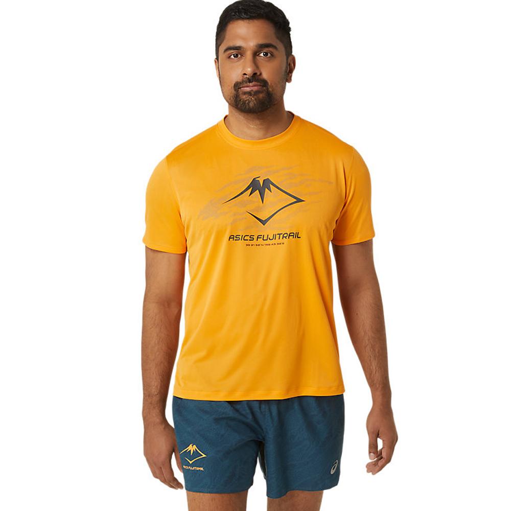 Asics Remeras Masculino Running Fujitrail Logo Ss Top Fellow Yellow/Lichen Green/Graphite Grey