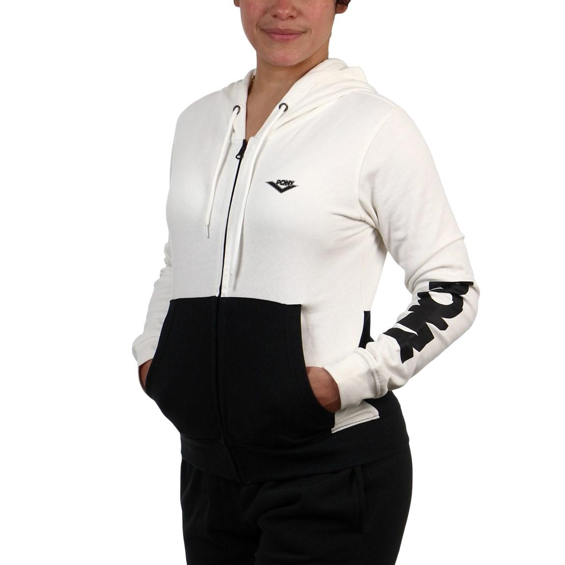 FP2205-3-1-Pony Jacket Hodded with Zip Femenino FP2205 White/Black