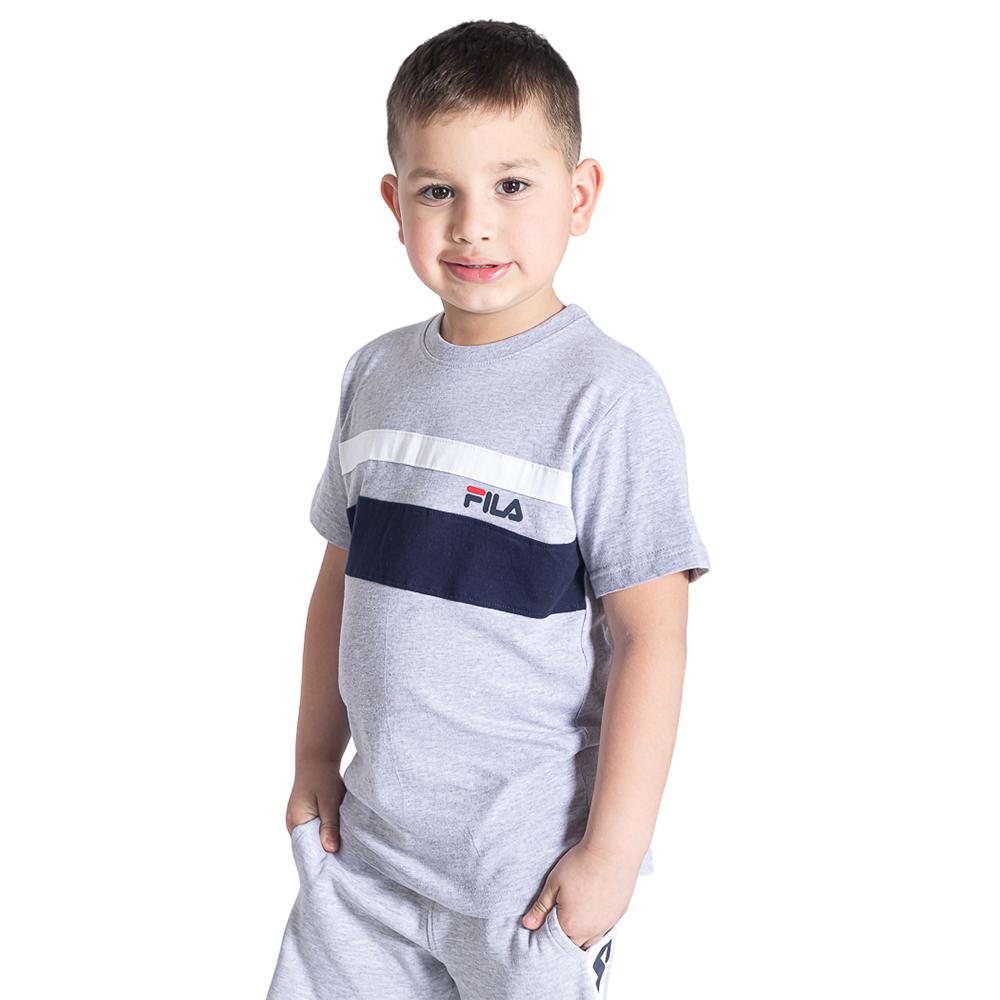 Fila Remeras Niños Fence T Shirts Light Grey Marl/Fila Navy/White