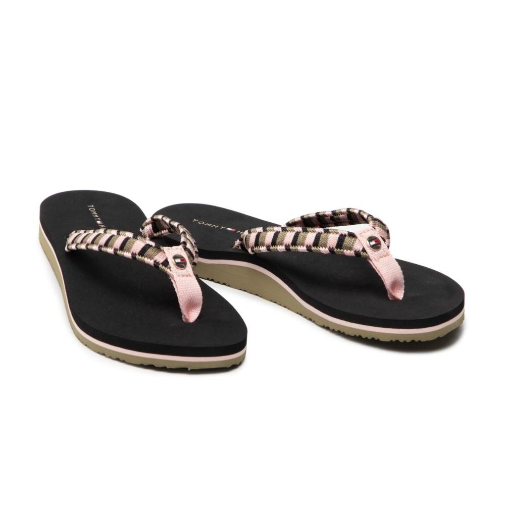 Tommy Hilfiger Zapatillas Femenino Woven Webbing Flat Beach Sanda Black