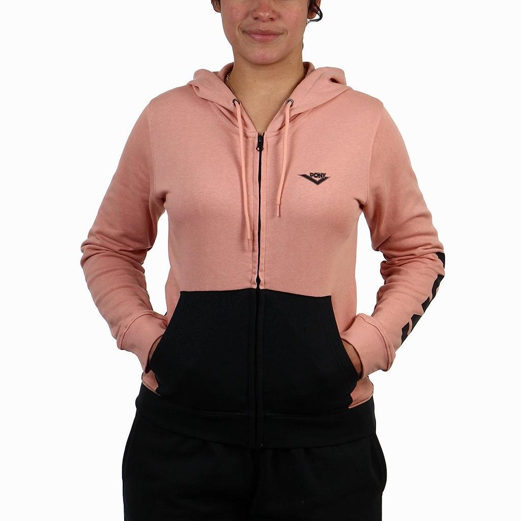 FP2205-69-1-Pony Jacket Hodded with Zip Femenino FP2205 Old Pink/Black